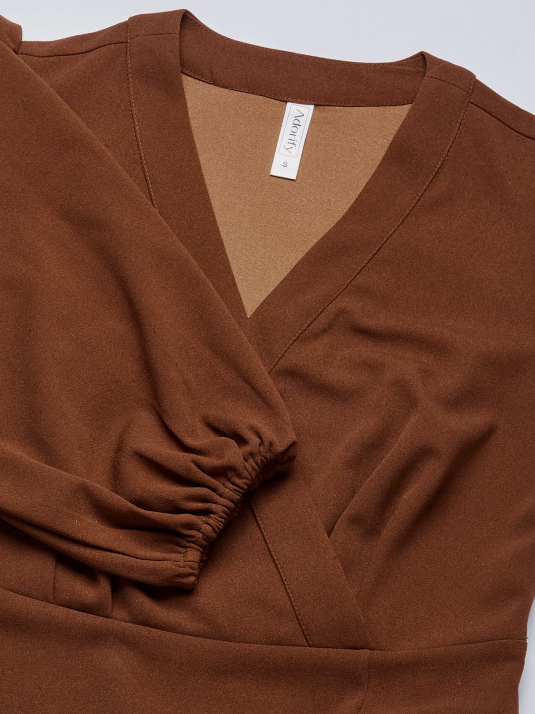 Classic Brown Layered Frill Midi Dress with Hi-Low Hemline