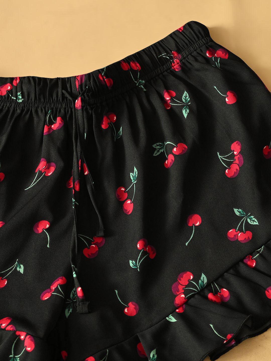 Women's Cherry Print Nightwear Shorts Set