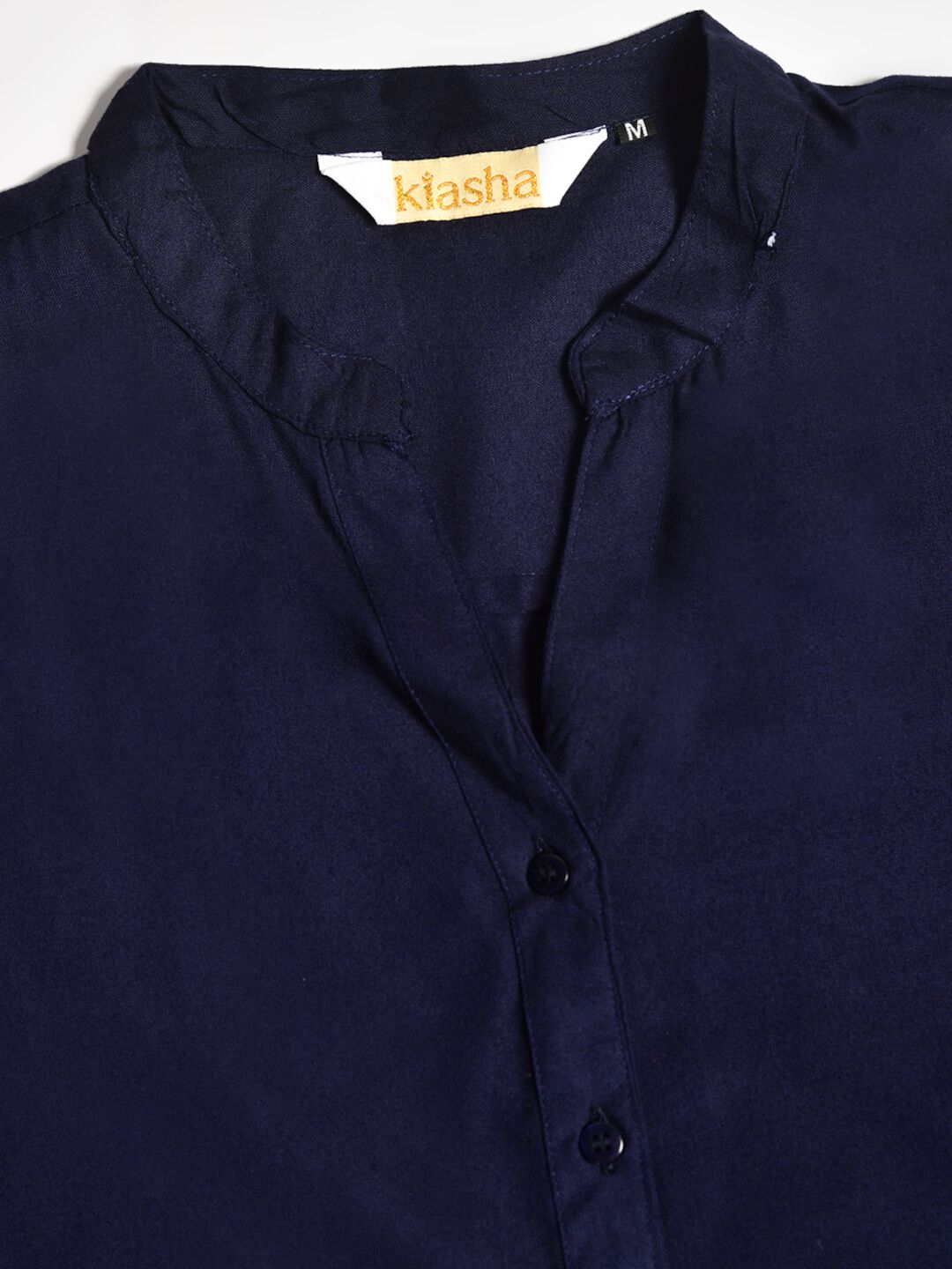 Women's Tunic with Mandarin Collar and Floral Embroidery