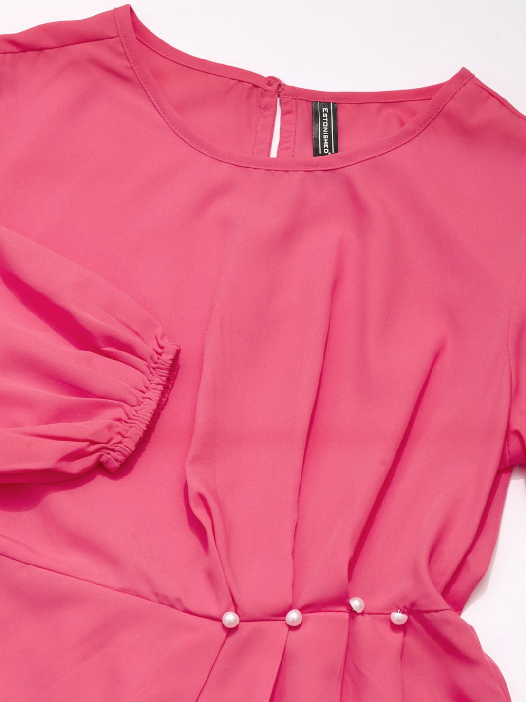 Elegant Peplum Blouse with Waist Pleats