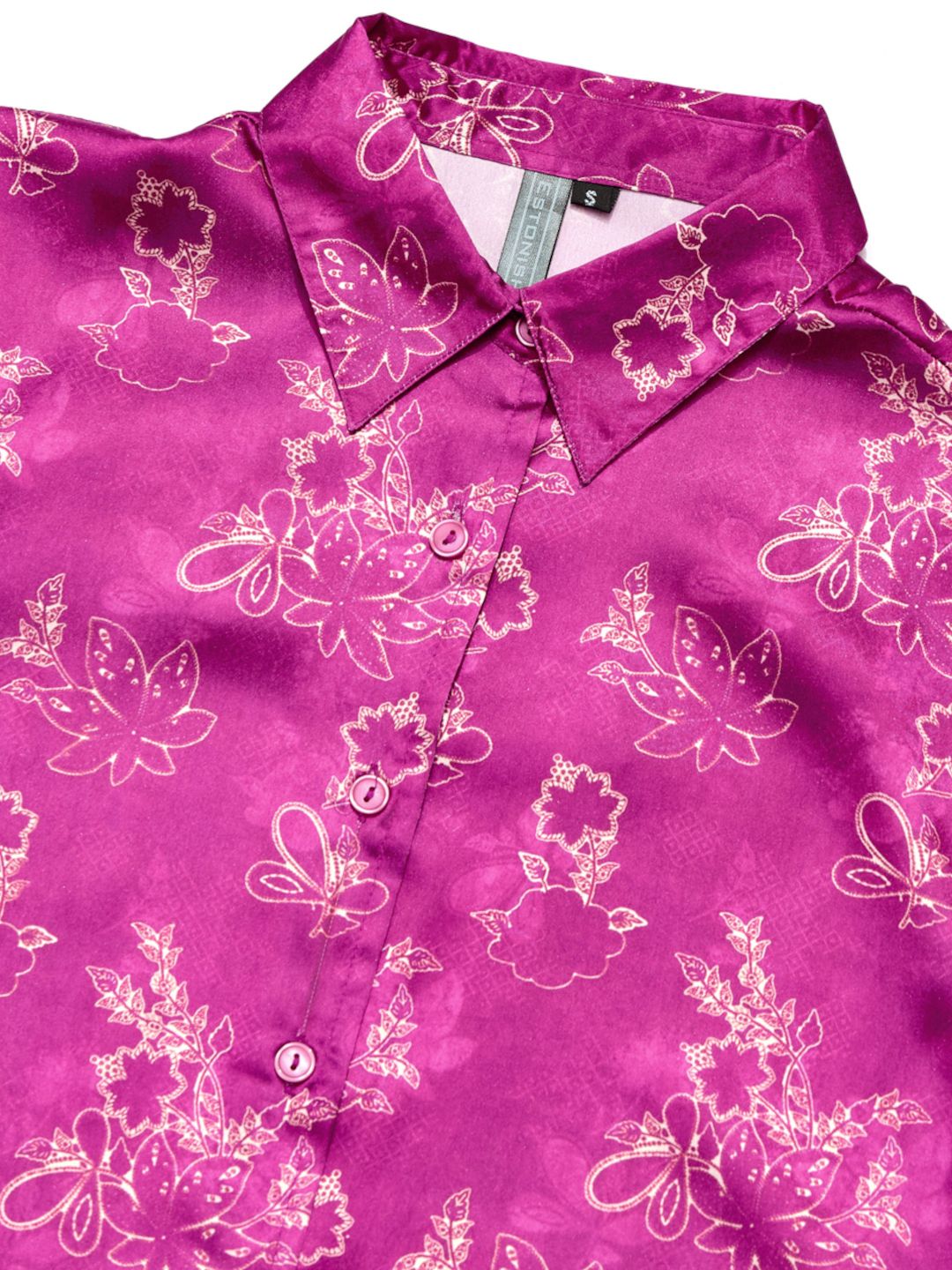 Women's Printed Satin Button-Down Shirt
