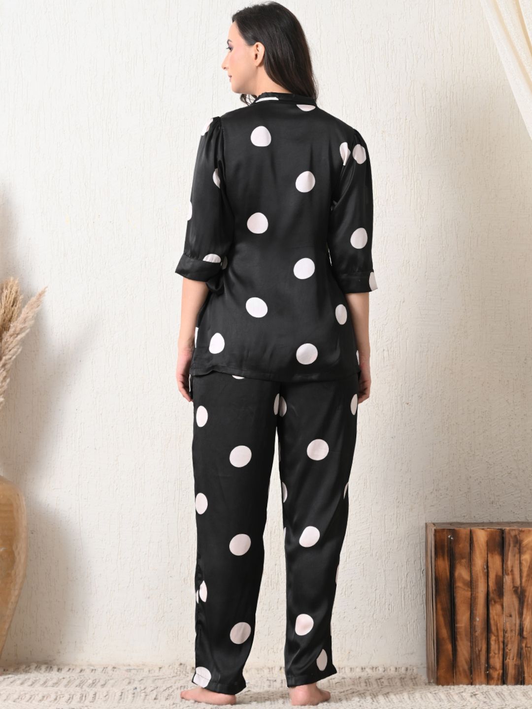 Women's Satin Printed Nightwear with Knotted Top & Shorts