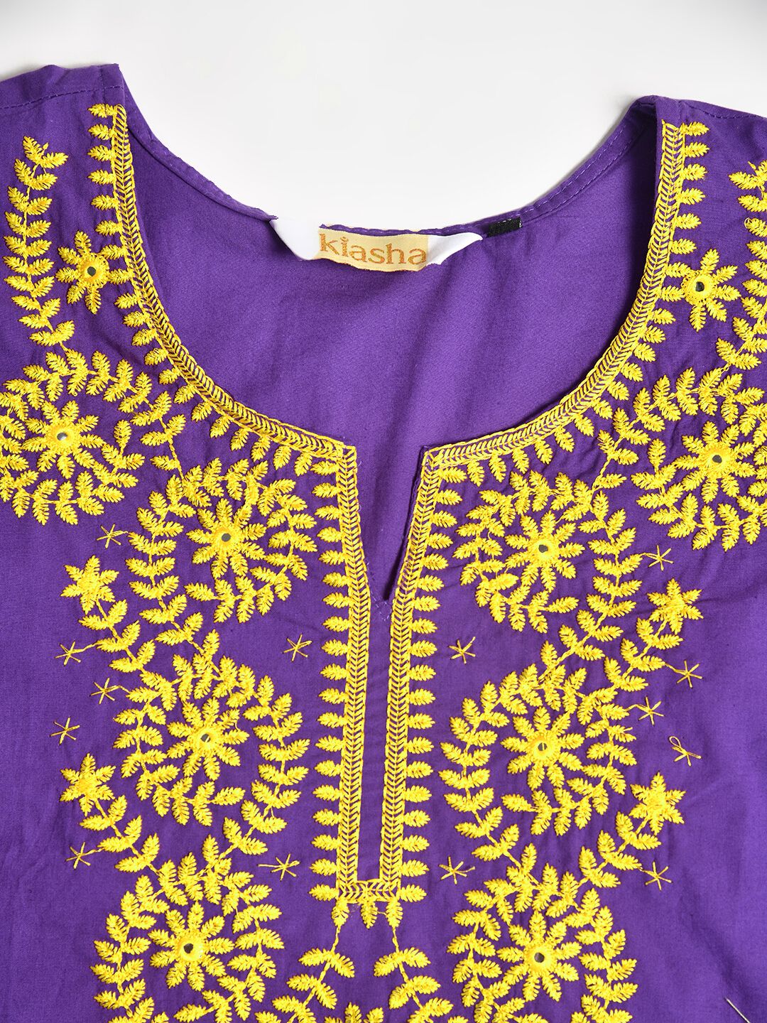 V-Cut Neck Floral Embroidered Tunic