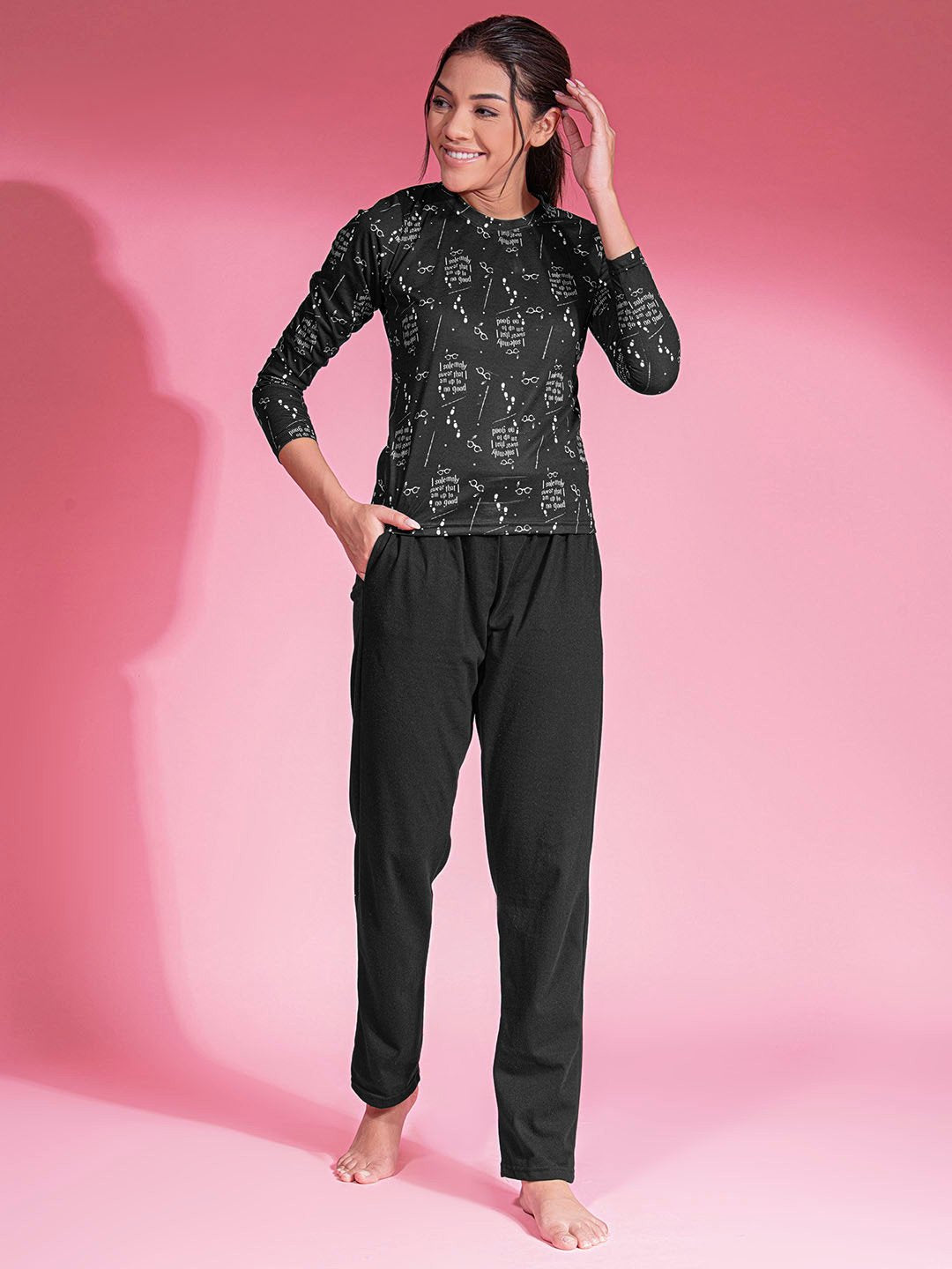 Adorify Women's Full Sleeves Printed Pajama Set
