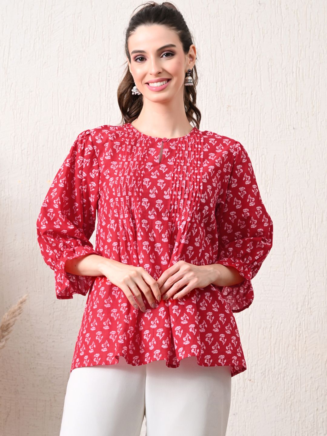 Women's Printed Cotton Round Neck Tunic