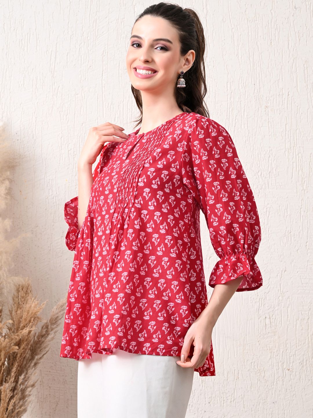 Women's Printed Cotton Round Neck Tunic