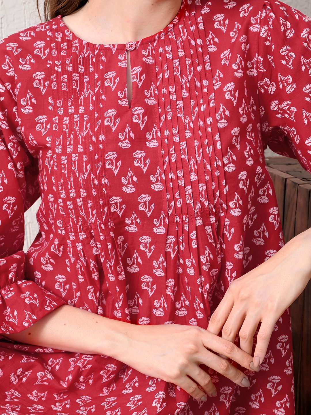 Women's Printed Cotton Round Neck Tunic
