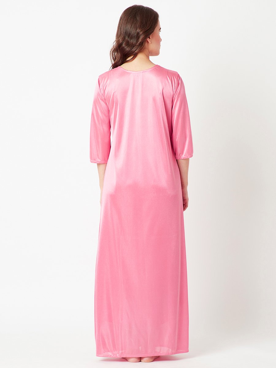 Comfortable Pink Nightdress Set with Robe