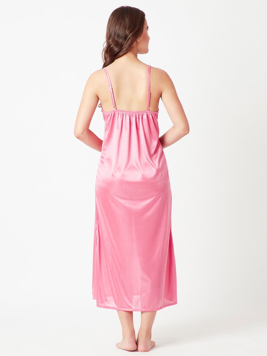 Comfortable Pink Nightdress Set with Robe