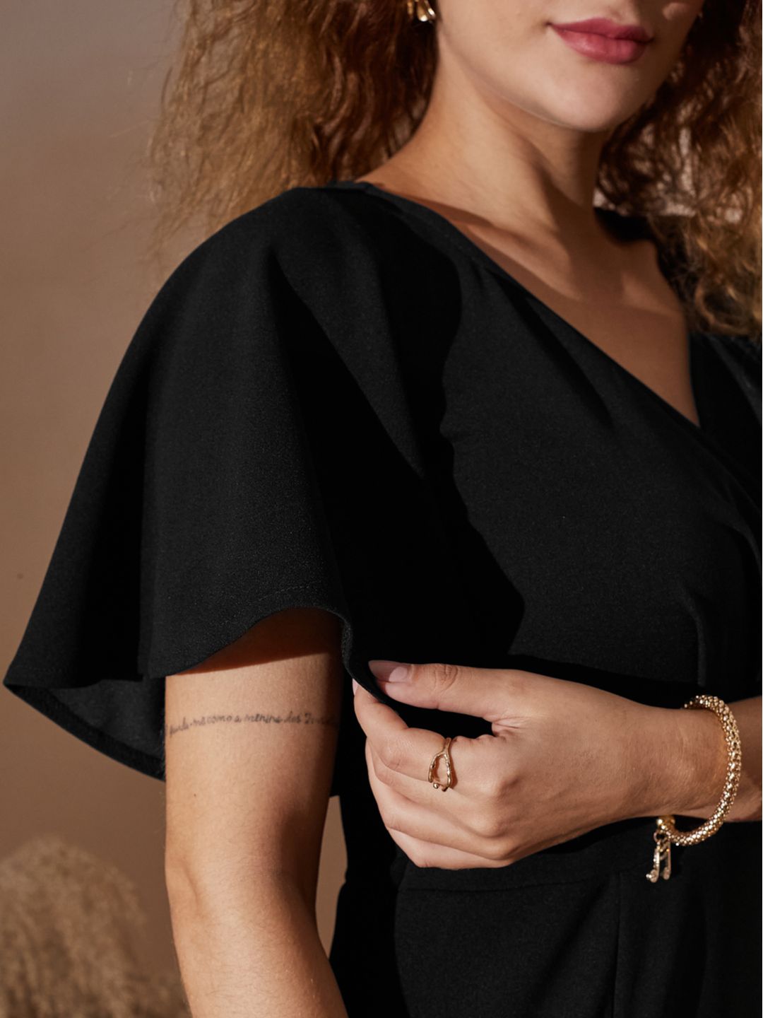 Front Wrap Maxi Gown with Flared Sleeves