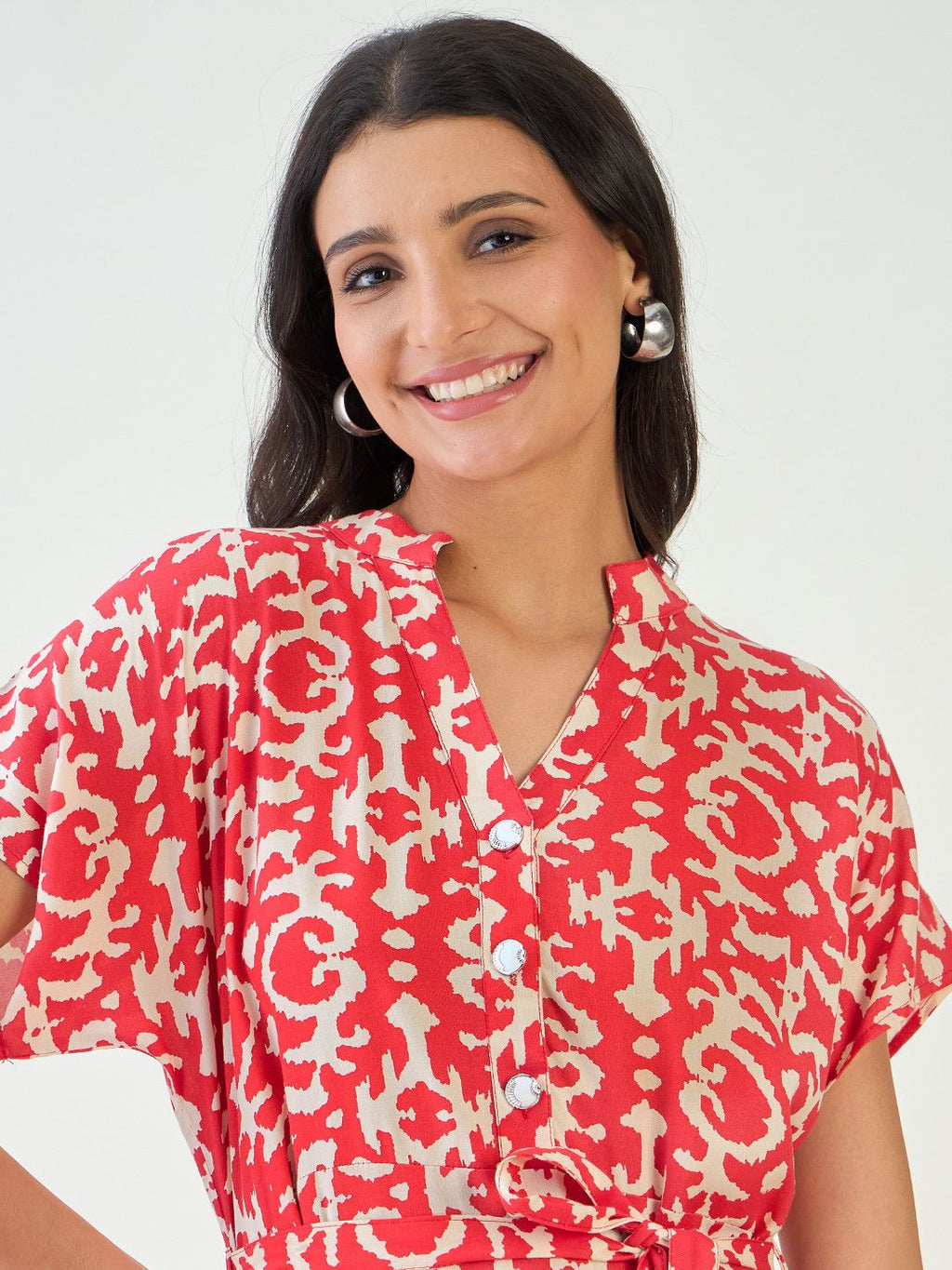 Elegant Ikkat Damask Pattern A-Line Dress for Women