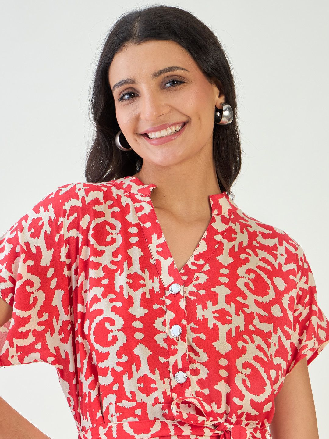 Elegant Ikkat Damask Pattern A-Line Dress for Women
