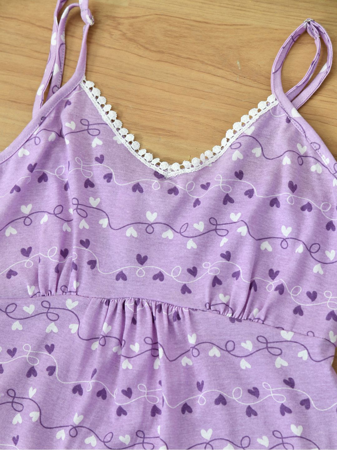 Elegant Lavender Nightdress with Casual Print