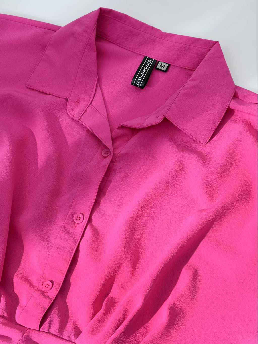 Chic Draped Shirt Dress with Waist Belt in Pink