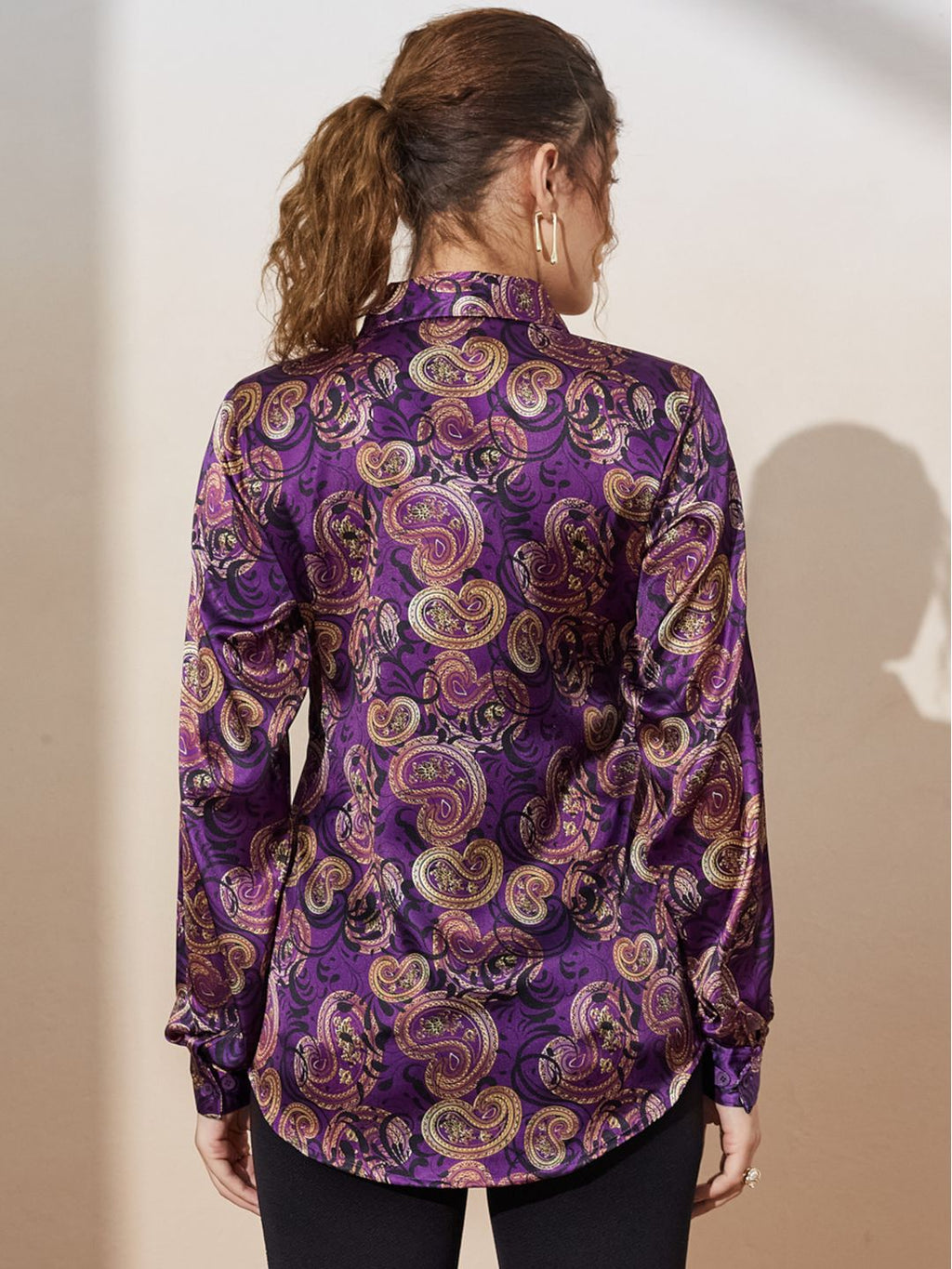 Chic Satin Shirt with Printed Design