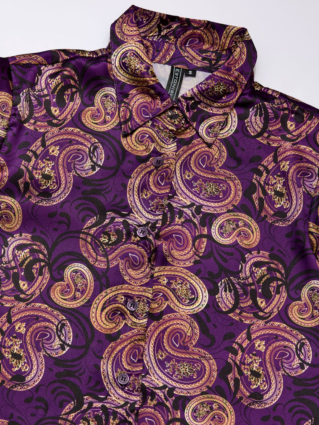 Chic Satin Shirt with Printed Design