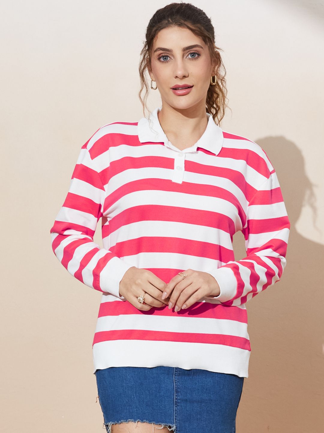 Classic Red & White Striped Full Sleeve Top