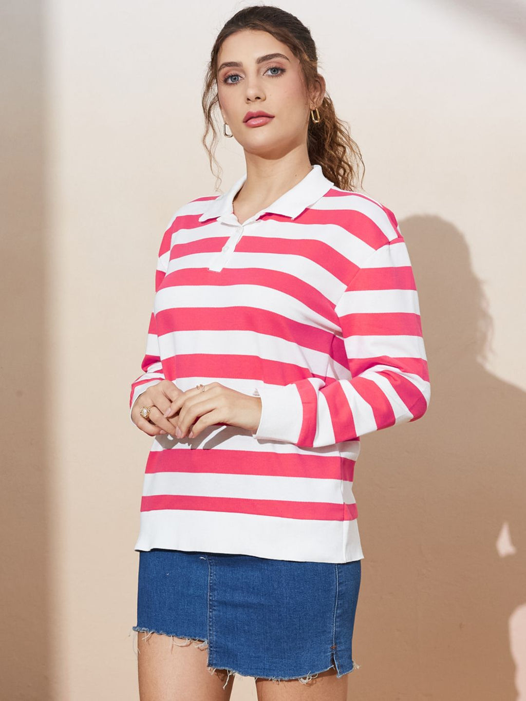 Classic Red & White Striped Full Sleeve Top