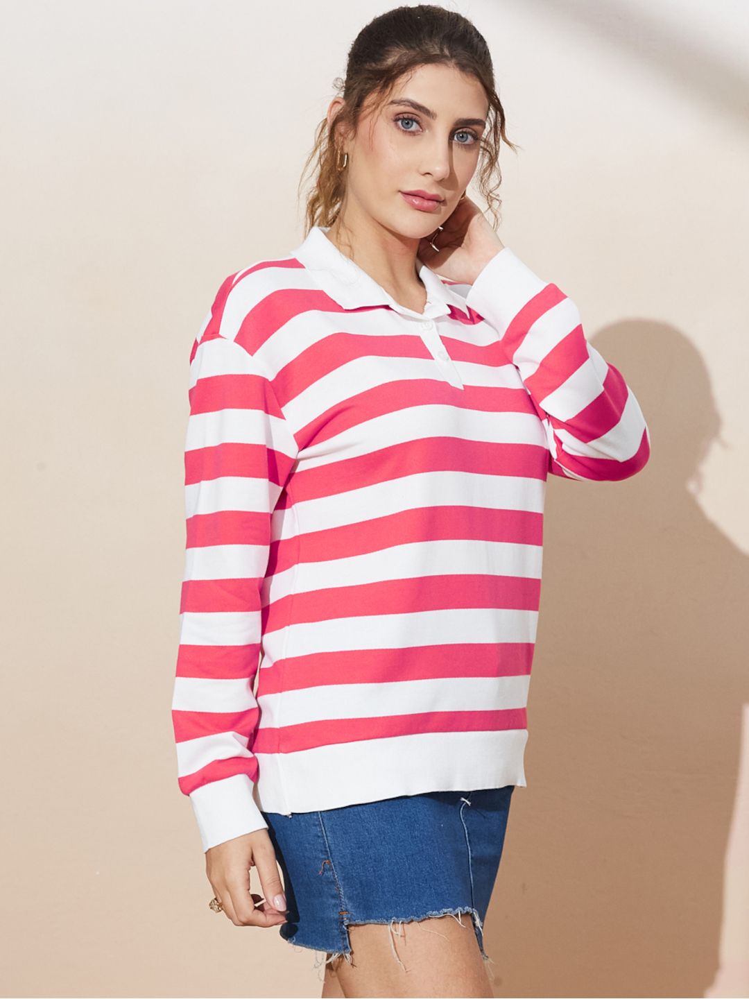 Classic Red & White Striped Full Sleeve Top