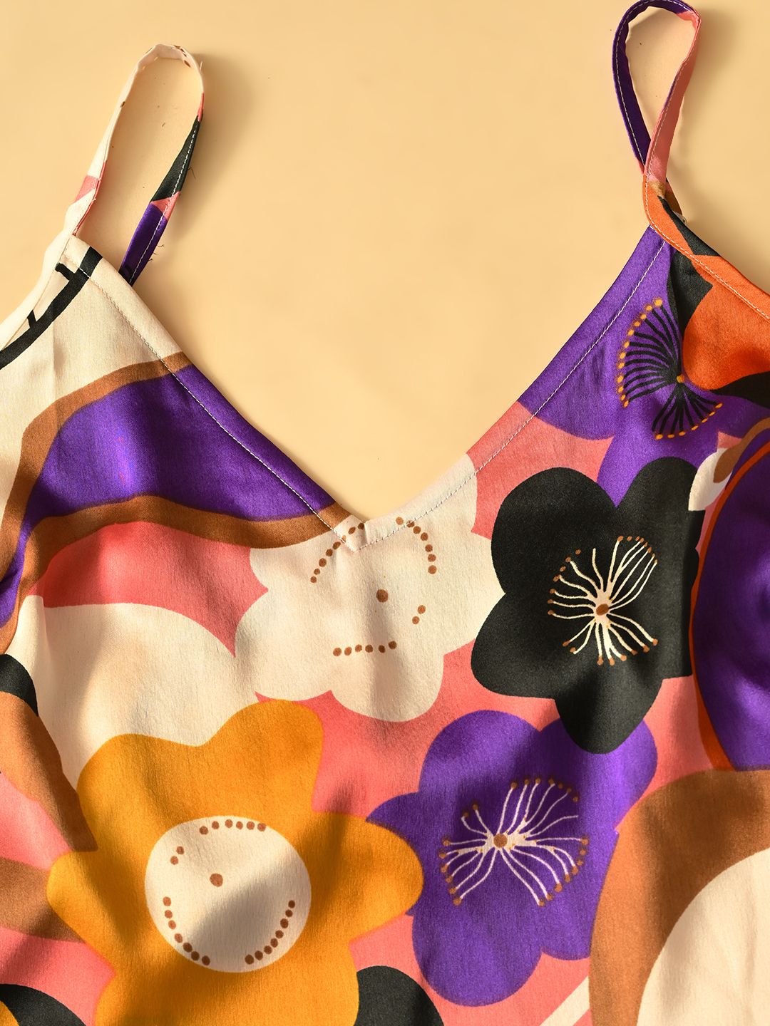 Satin Abstract Printed Shorts Set