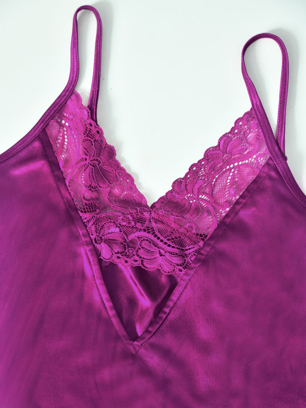 Comfortable Solid Nighty Set with Lace Detailing