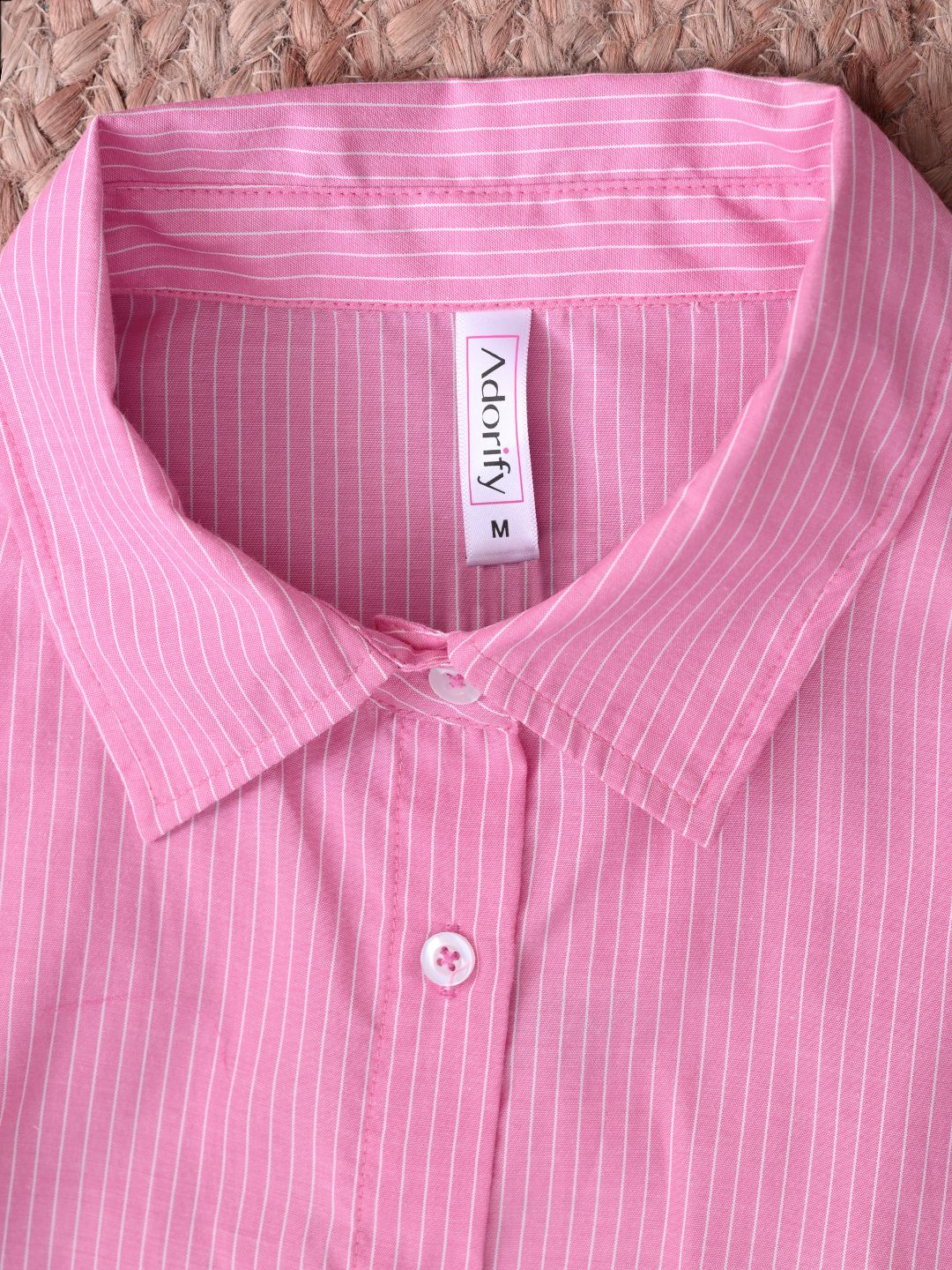 Classic Striped Shirt Dress with Waist Tie-Belt